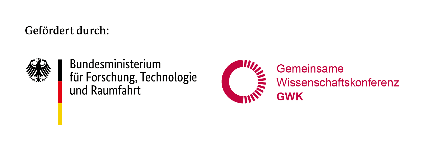Gemeinsames Logo des Bundesministeriums für Forschung, Technologie und Raumfahrt mit der Gemeinsamen Wissenschaftskonferenz GWK